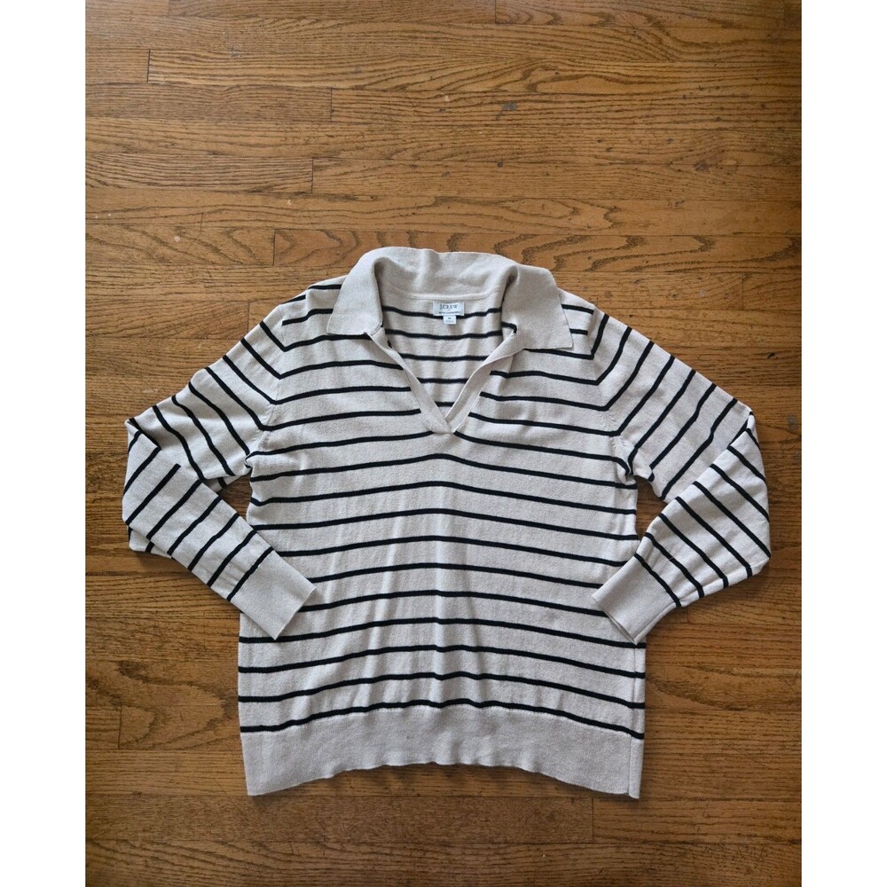 J Crew Womens Striped Rugby Long Sleeve Knit Sweater Size Medium